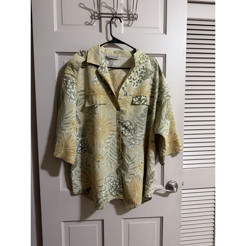 Vintage Cabrais Hawaiian Shirt Mens Tropical Button Down - See Pic Size XL
